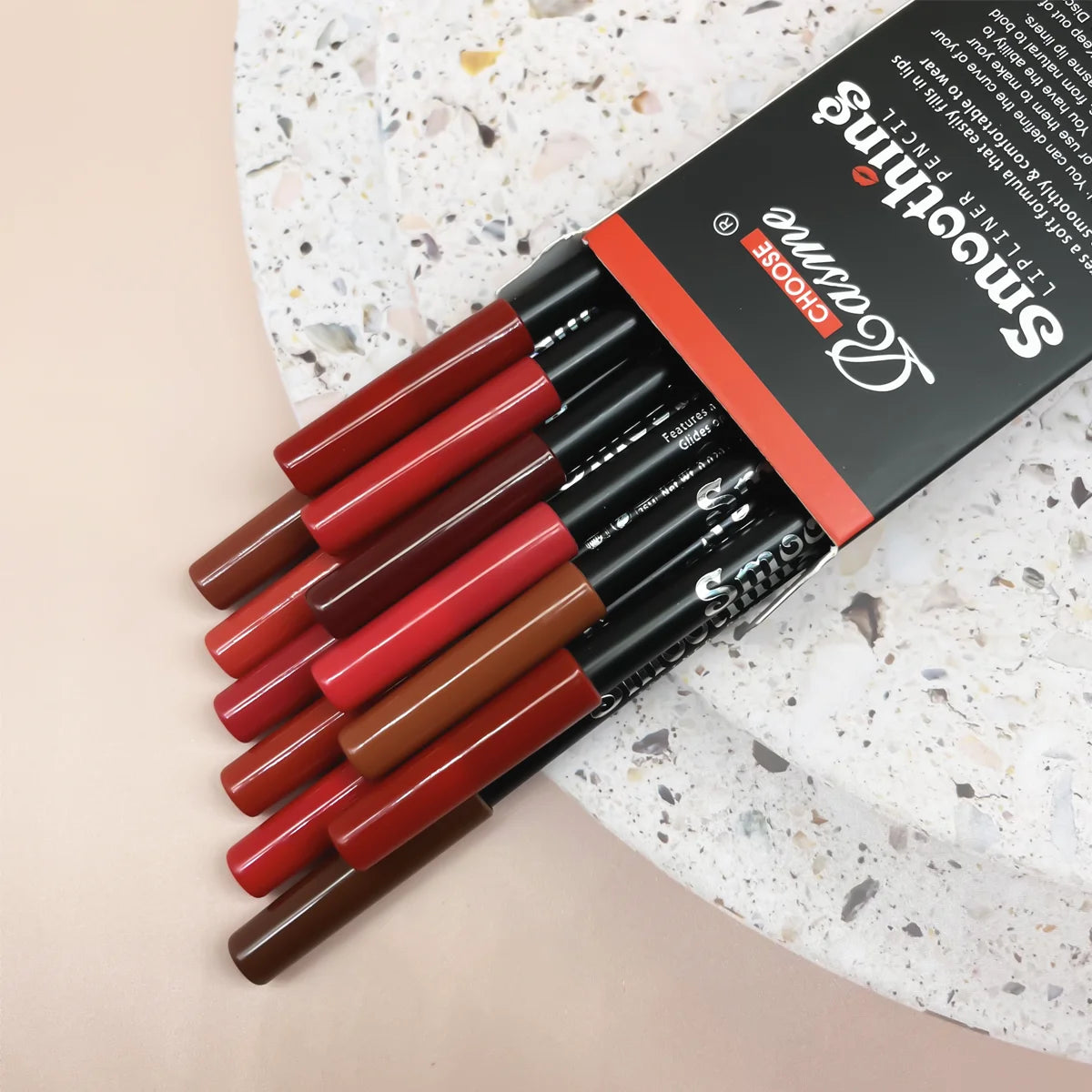 Matte Lip Liner Set – 12 Shades for Everyday Makeup