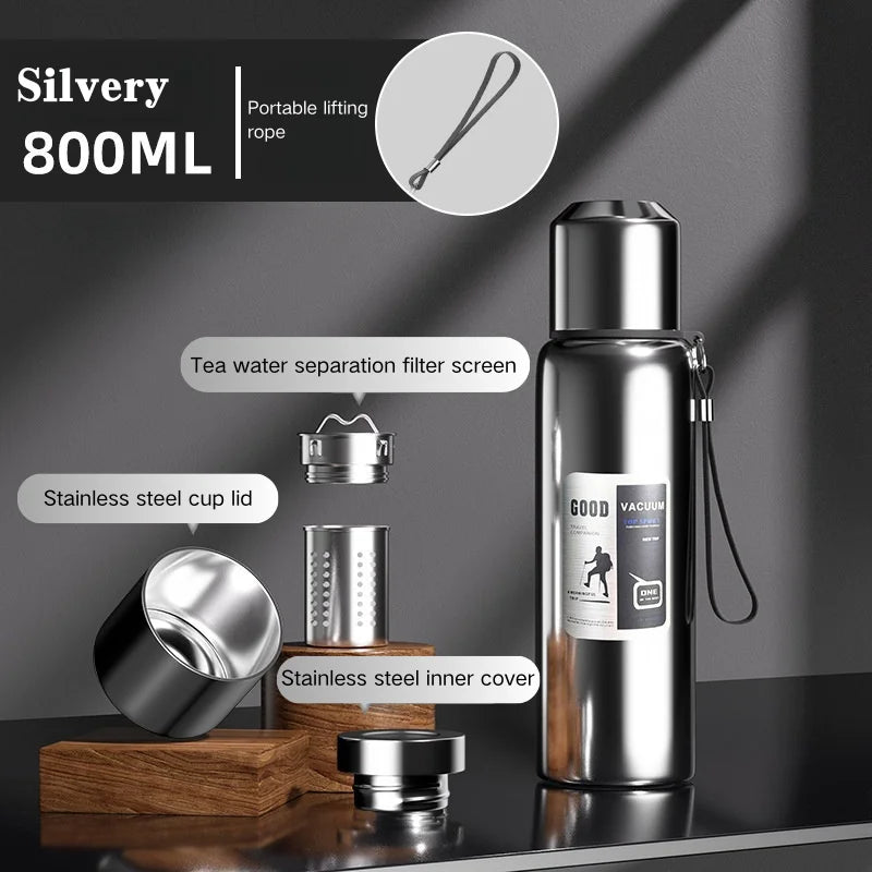 Garrafa Térmica Grande Isolada em Aço Inoxidável - 600ml-2000ml