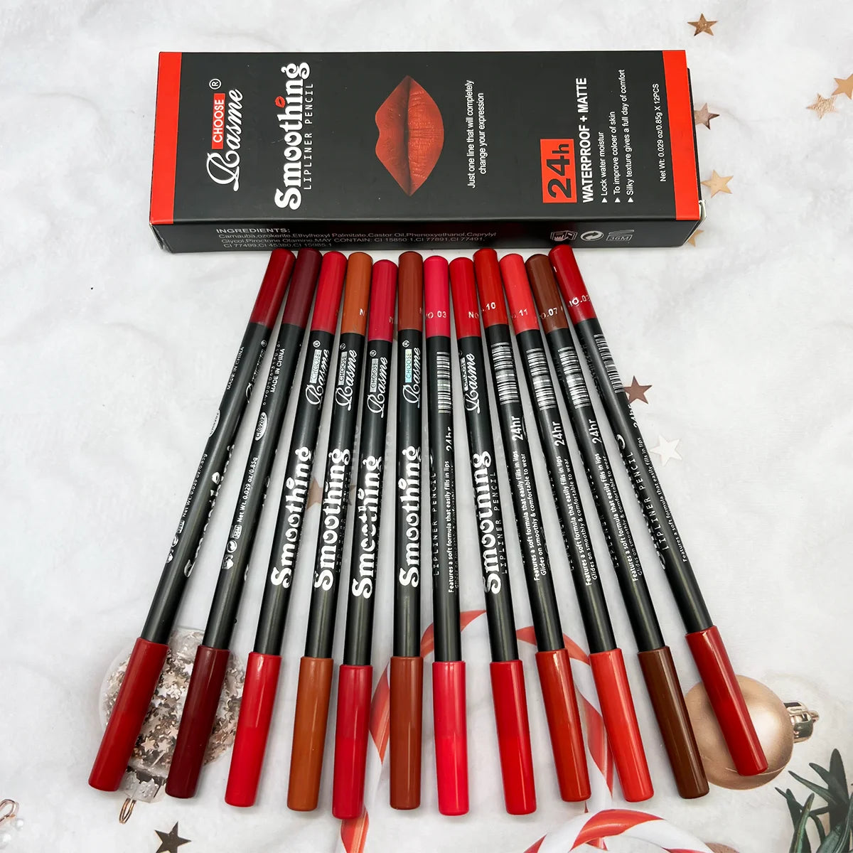 Matte Lip Liner Set – 12 Shades for Everyday Makeup