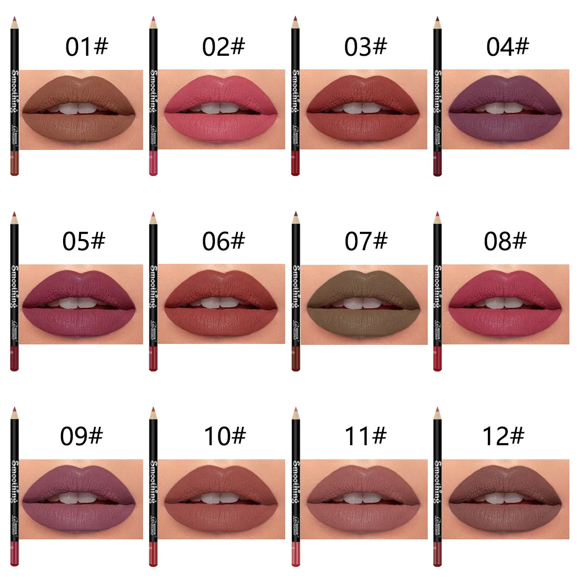 Matte Lip Liner Set – 12 Shades for Everyday Makeup