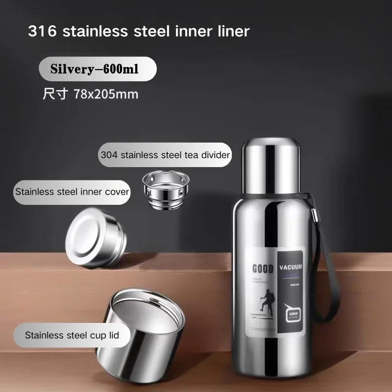 Garrafa Térmica Grande Isolada em Aço Inoxidável - 600ml-2000ml