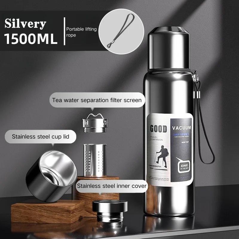 Garrafa Térmica Grande Isolada em Aço Inoxidável - 600ml-2000ml