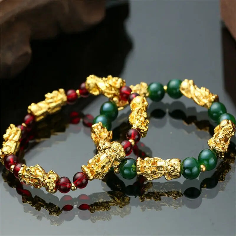 Pulseira Pixiu Feng Shui - Pulseira com Pingente de Ágata para Prosperidade e Boa Sorte