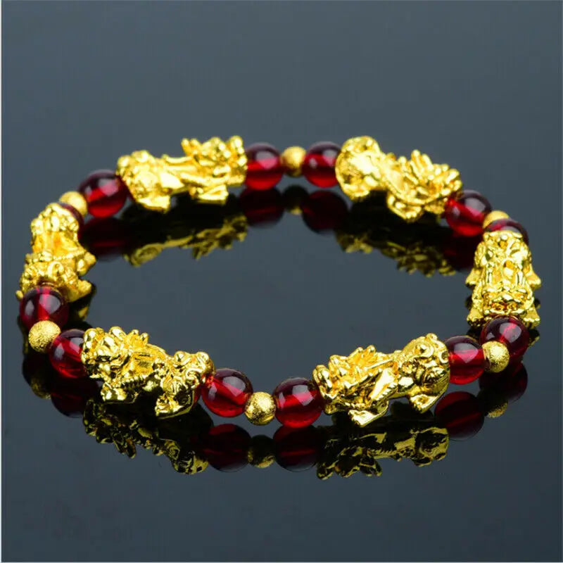 Pulseira Pixiu Feng Shui - Pulseira com Pingente de Ágata para Prosperidade e Boa Sorte