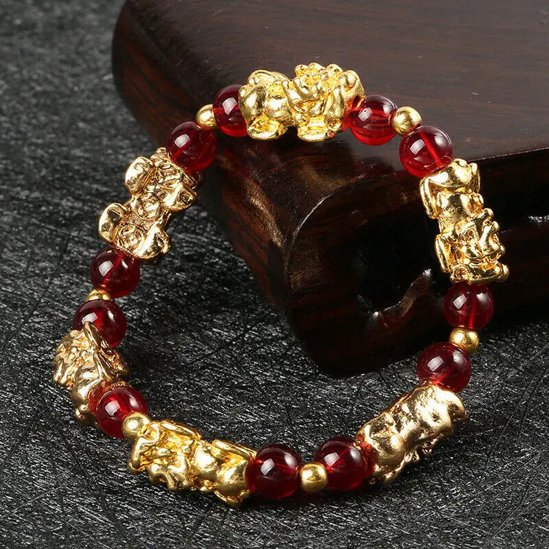 Pulseira Pixiu Feng Shui - Pulseira com Pingente de Ágata para Prosperidade e Boa Sorte