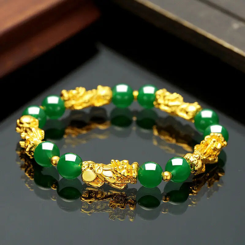 Pulseira Pixiu Feng Shui - Pulseira com Pingente de Ágata para Prosperidade e Boa Sorte