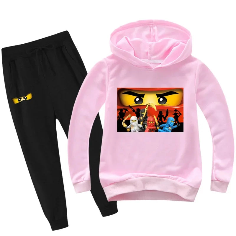 Roupas Infantis Meninos de 2 a 13 Anos Primavera Outono Conjuntos de Roupas Infantis Moletons Calças Conjunto de 2 Peças Agasalho Anime Casaco