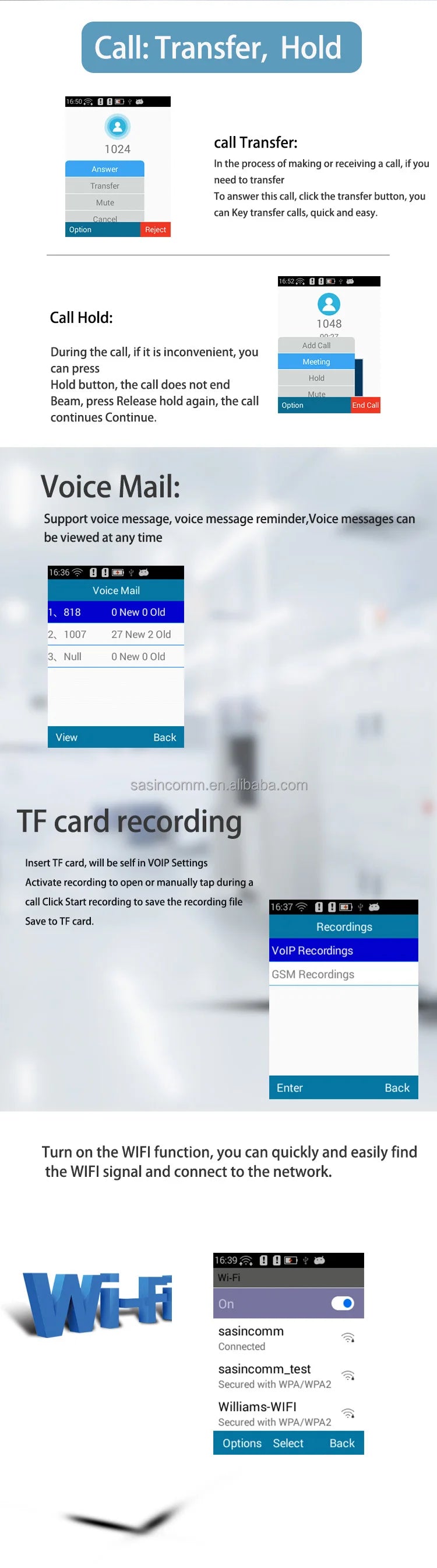 Telefone de Mesa VoIP WiFi 4G LTE - Telefone SIP Sem Fio com Tela de 2,4" e Conferência de 3 Vias