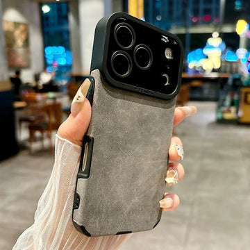 Luxury Leather iPhone Case – Matte Lambskin Shockproof Cover