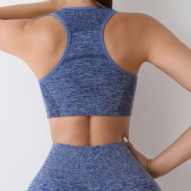 Conjunto de Yoga Feminino Sem Costura - Top Esportivo e Shorts para Treino (Conjunto de 2 Peças para Academia e Fitness)