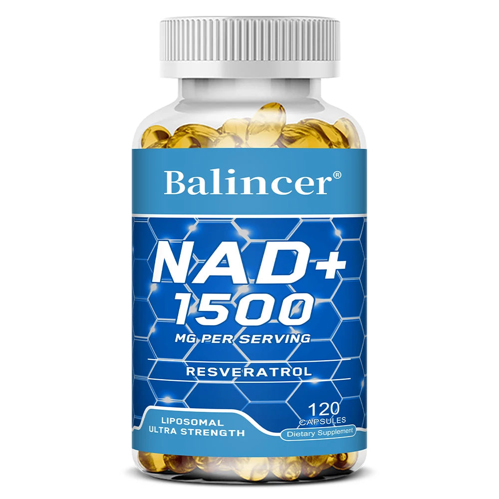 Suplemento NAD+, com Resveratrol, Suplemento de Energia Natural, Apoio à Saúde Celular, Antienvelhecimento, Aumento da Imunidade - 120 Cápsulas