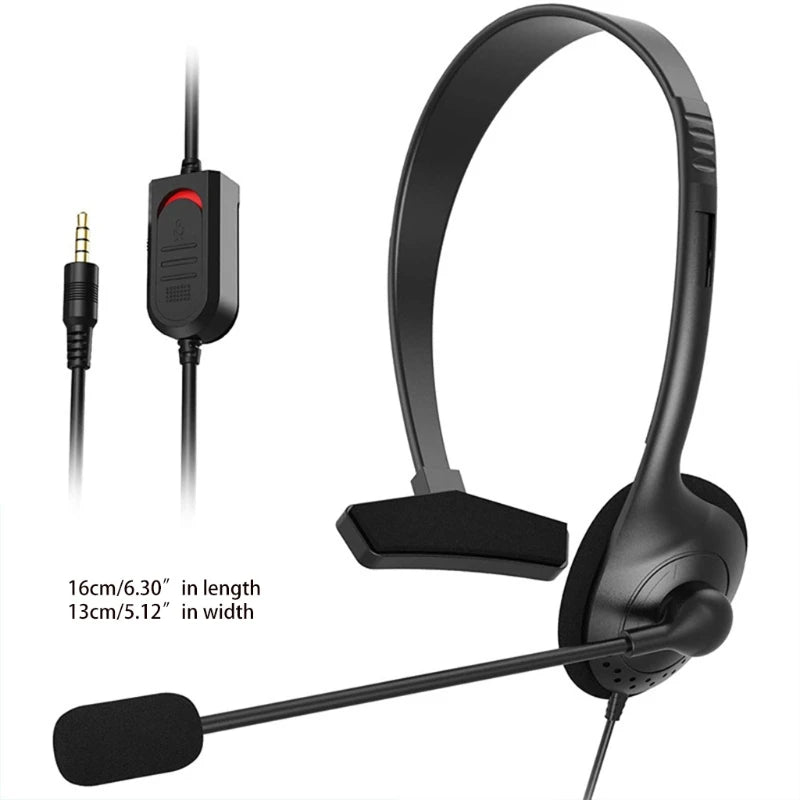 Headset USB com Microfone de Um Lado Fone de Ouvido Leve para Computador com Fio para Call Center PC/Notebook/Computador