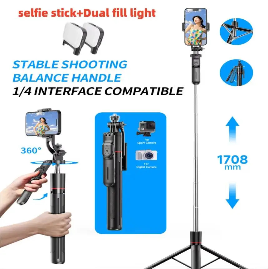 Selfie Stick Tripod with Fill Light – Bluetooth Remote
