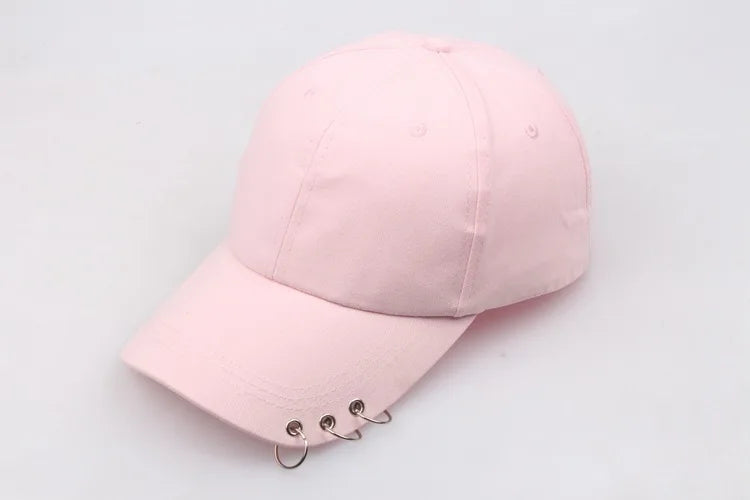 Boné de Beisebol com Anéis - Chapéu Snapback Estilo K-Pop Coreano para Homens e Mulheres
