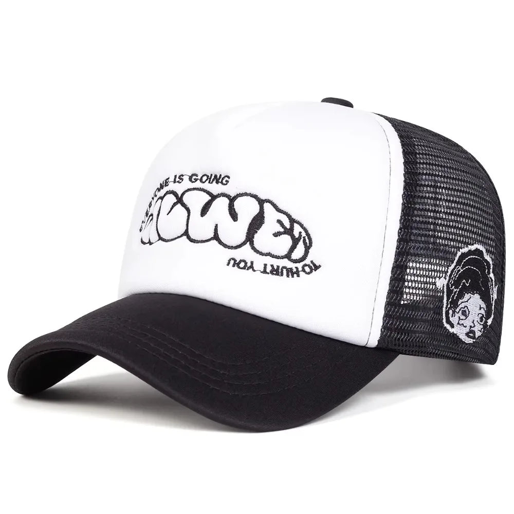 "Everyone Is Going" Letter Embroidered Trucker Cap - Breathable Hip-Hop Snapback Hat