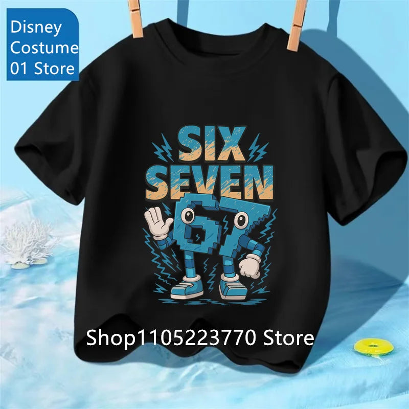 Cartoon Print Kids T-Shirt – Cute Short Sleeve Casual Tee for Boys & Girls
