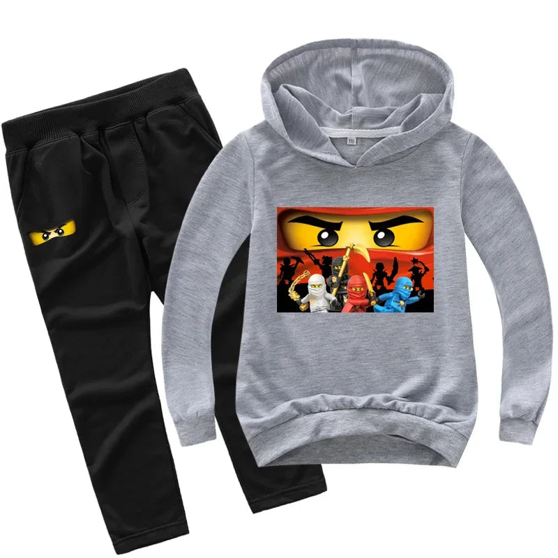 Roupas Infantis Meninos de 2 a 13 Anos Primavera Outono Conjuntos de Roupas Infantis Moletons Calças Conjunto de 2 Peças Agasalho Anime Casaco