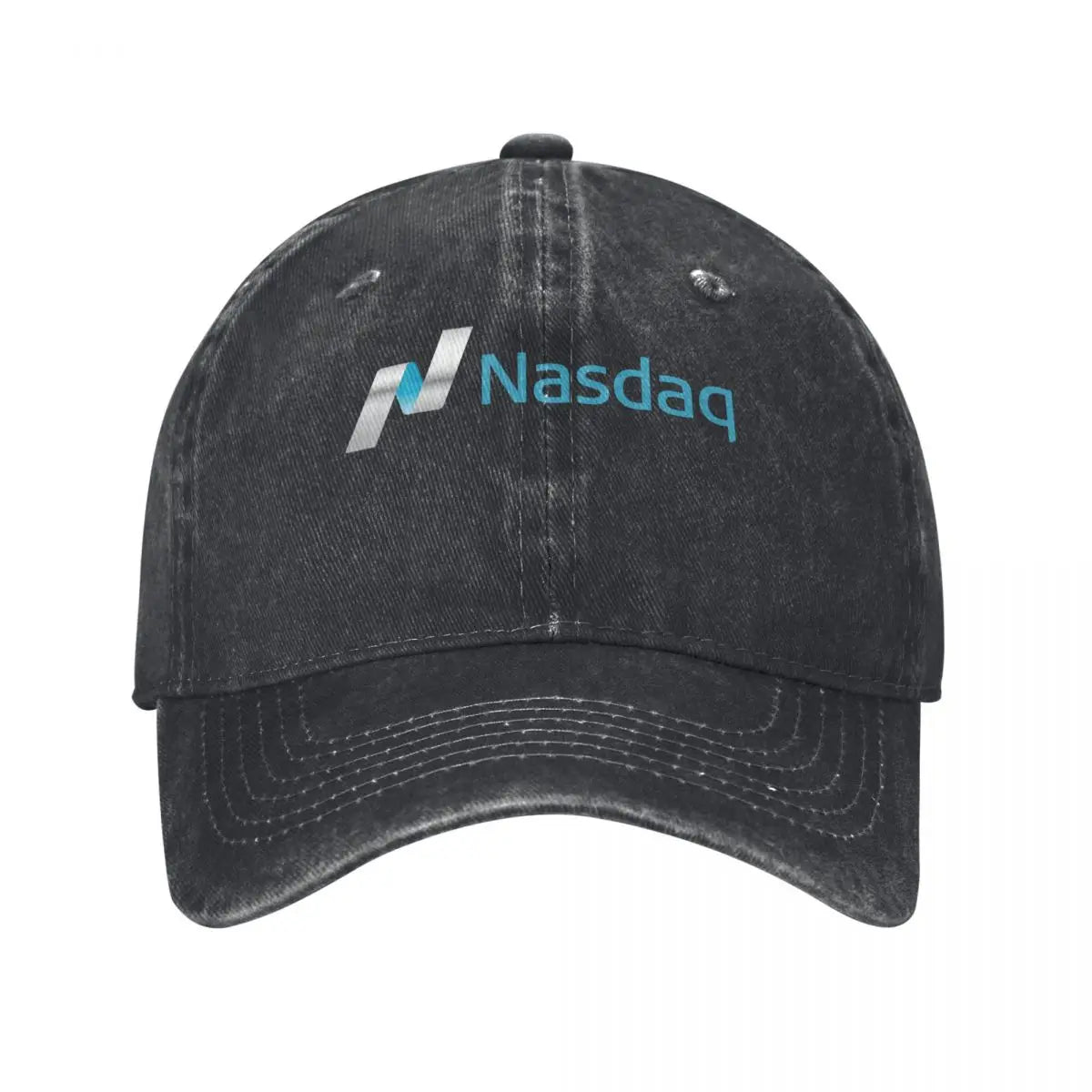 Nasdaq Logo Trucker Hat - Knitted Texture Denim Cap for Men's Summer Wear