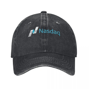 Nasdaq Logo Trucker Hat - Knitted Texture Denim Cap for Men's Summer Wear