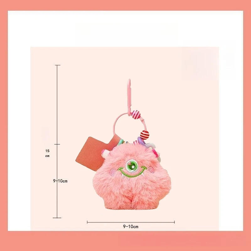 Chaveiro de pelúcia de monstro com corrente colorida, pingente criativo para bolsa ou mochila, presente fofo para crianças, mulheres e homens.