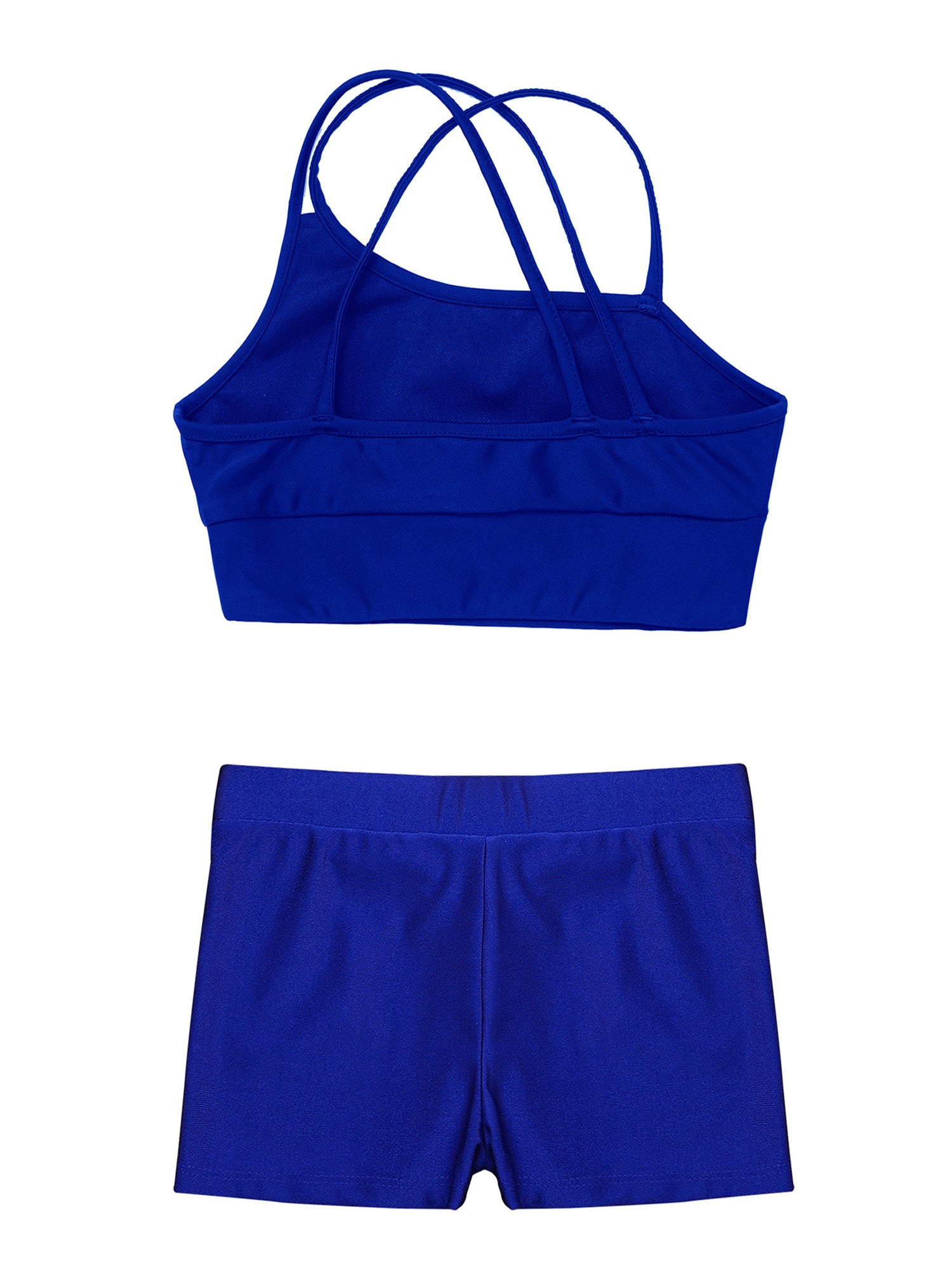 Conjunto de Top Curto e Shorts Esportivo para Meninas - Roupa Esportiva de 2 Peças para Ginástica, Dança e Treino (4-14 anos)