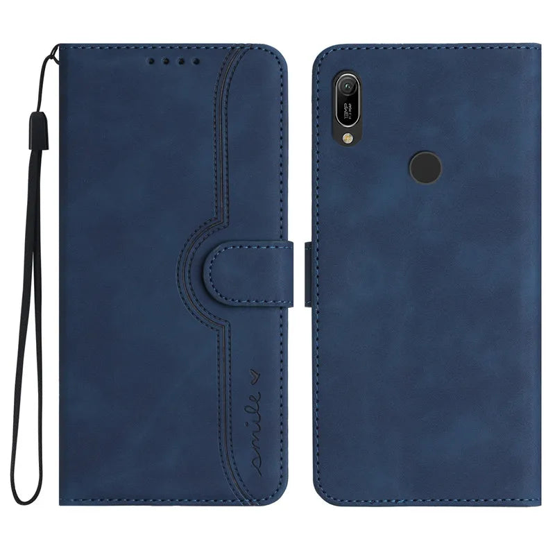 Capa Carteira Huawei - Capa Flip de Couro com Porta-Cartão e Suporte para P Smart, Série Y