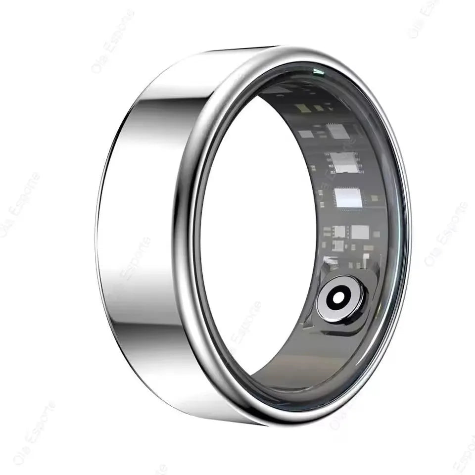 Anel Inteligente R09 para Homens e Mulheres com Estojo de Carregamento, Monitor de Frequência Cardíaca, Oxigenação Sanguínea e Temperatura da Pele, Resistente à Água 5ATM para Android e iOS