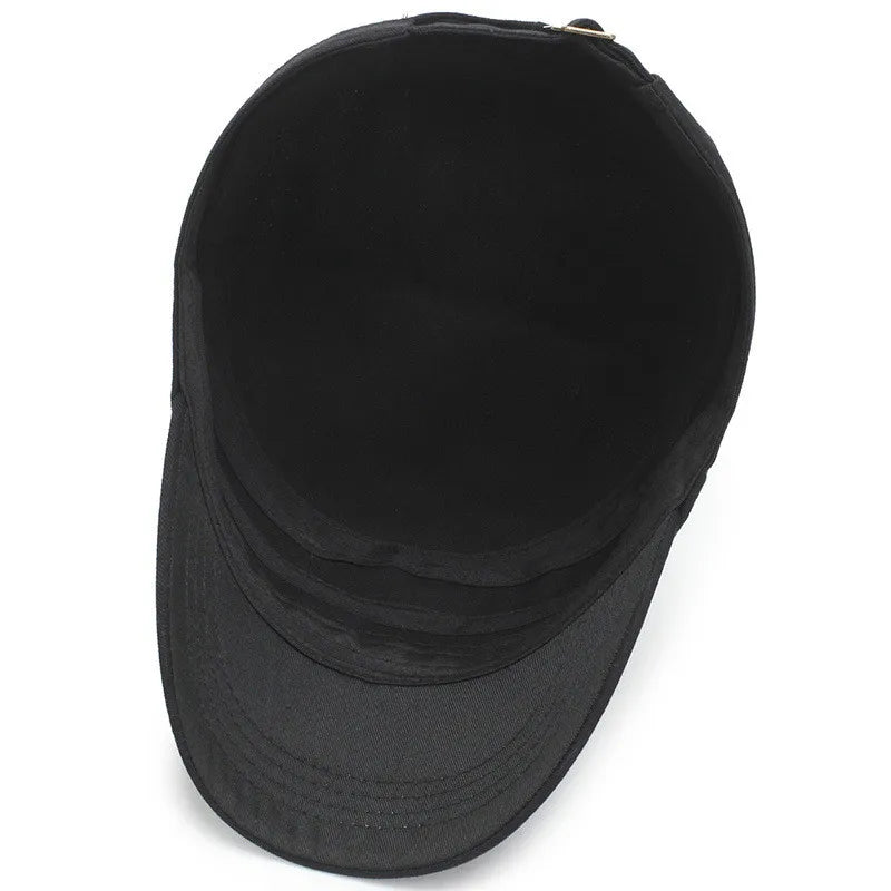 Vintage Flat Top Cadet Cap - Cotton Military Style Hat for Men & Women
