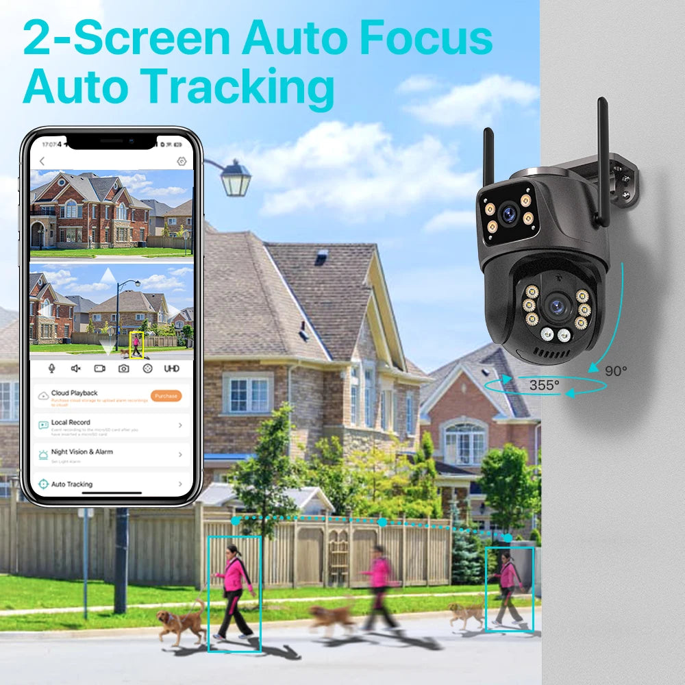 Outdoor WiFi PTZ Security Camera – AI Auto Tracking