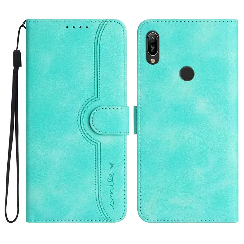 Capa Carteira Huawei - Capa Flip de Couro com Porta-Cartão e Suporte para P Smart, Série Y