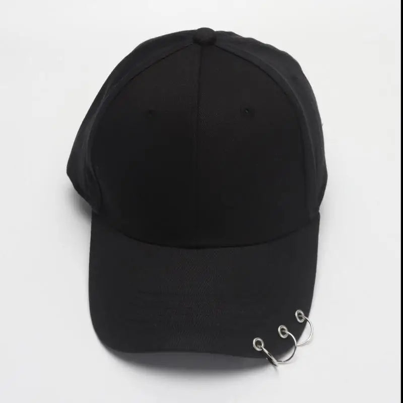 Boné de Beisebol com Anéis - Chapéu Snapback Estilo K-Pop Coreano para Homens e Mulheres