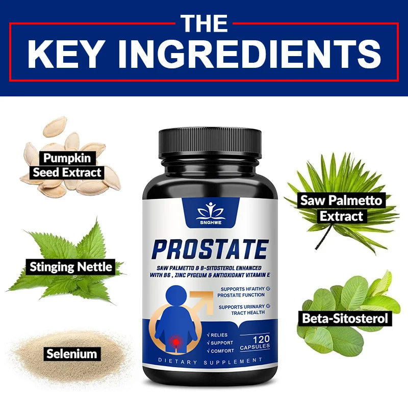 Prostate Saw Palmetto and Beta Sitosterol Supplement Men's Prostate Health Support Size Supports Urinary Relief Bladder Control