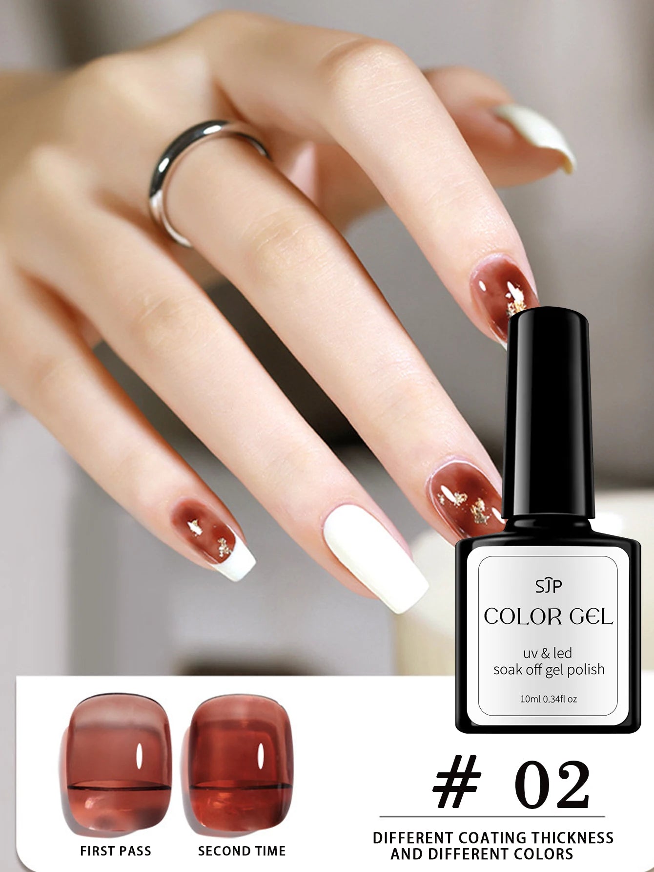 Esmalte em gel Tartaruga Casca de Tartaruga 10ml - Gel UV Laranja Translúcido, Acabamento Semitransparente