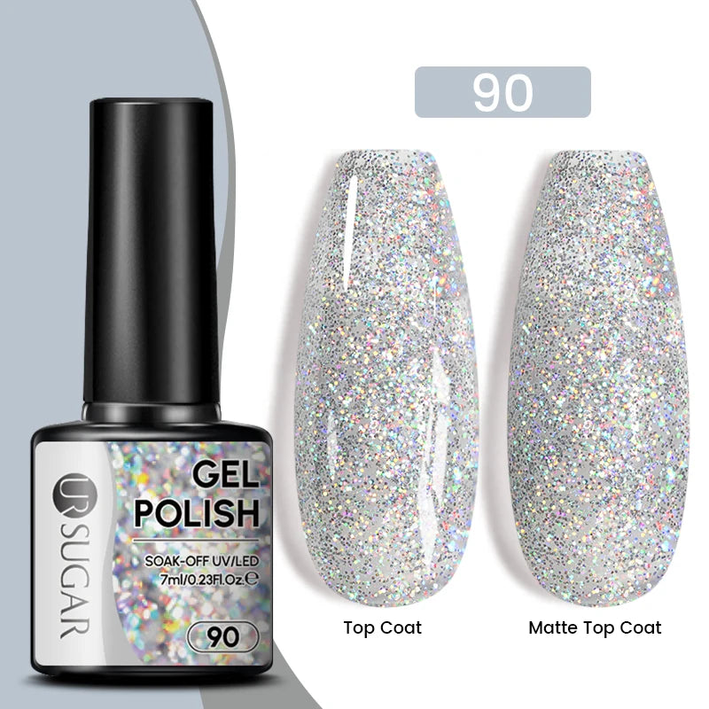 Glitter Gel Nail Polish – Semi-Permanent UV LED Gel with Sparkling Shimmer Finish