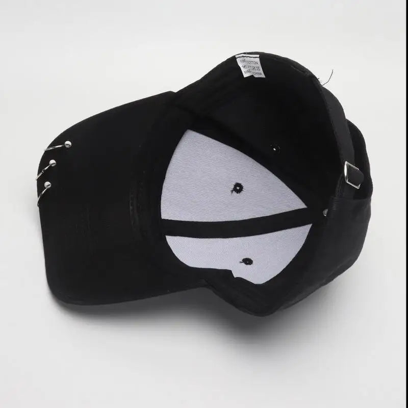 Boné de Beisebol com Anéis - Chapéu Snapback Estilo K-Pop Coreano para Homens e Mulheres