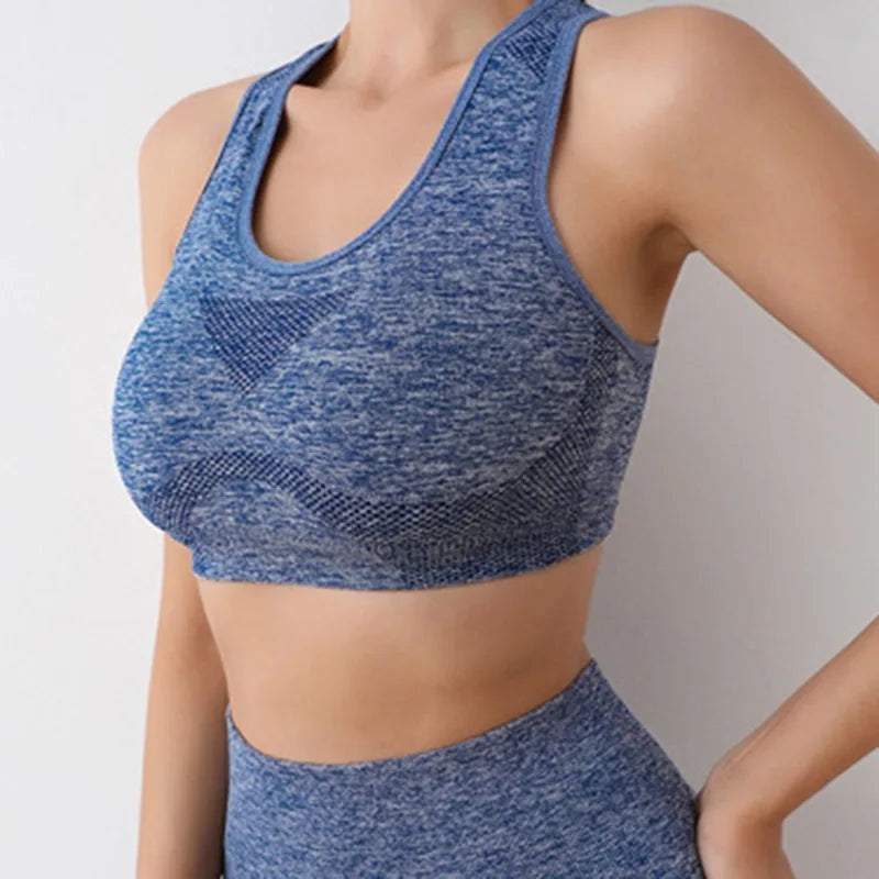 Conjunto de Yoga Feminino Sem Costura - Top Esportivo e Shorts para Treino (Conjunto de 2 Peças para Academia e Fitness)