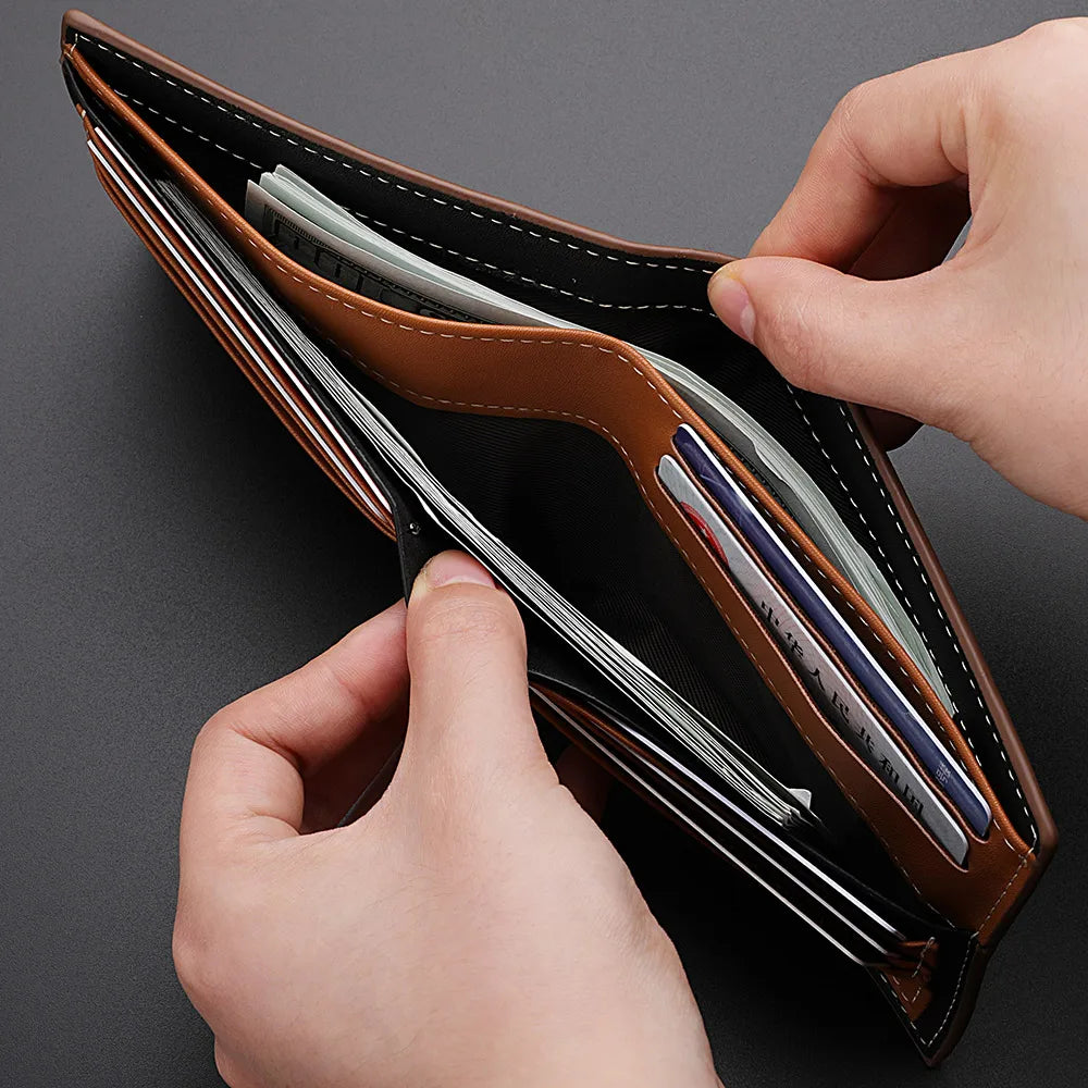 👜 Men's Slim PU Leather Wallet - Card Holder & Cash Compartment