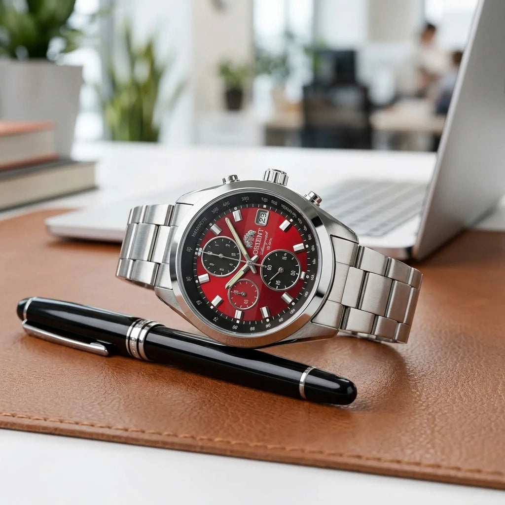 Men's Chronograph Watch – Japanese Quartz, Tachymeter, 100M Waterproof Stainless Steel Sports Wristwatch