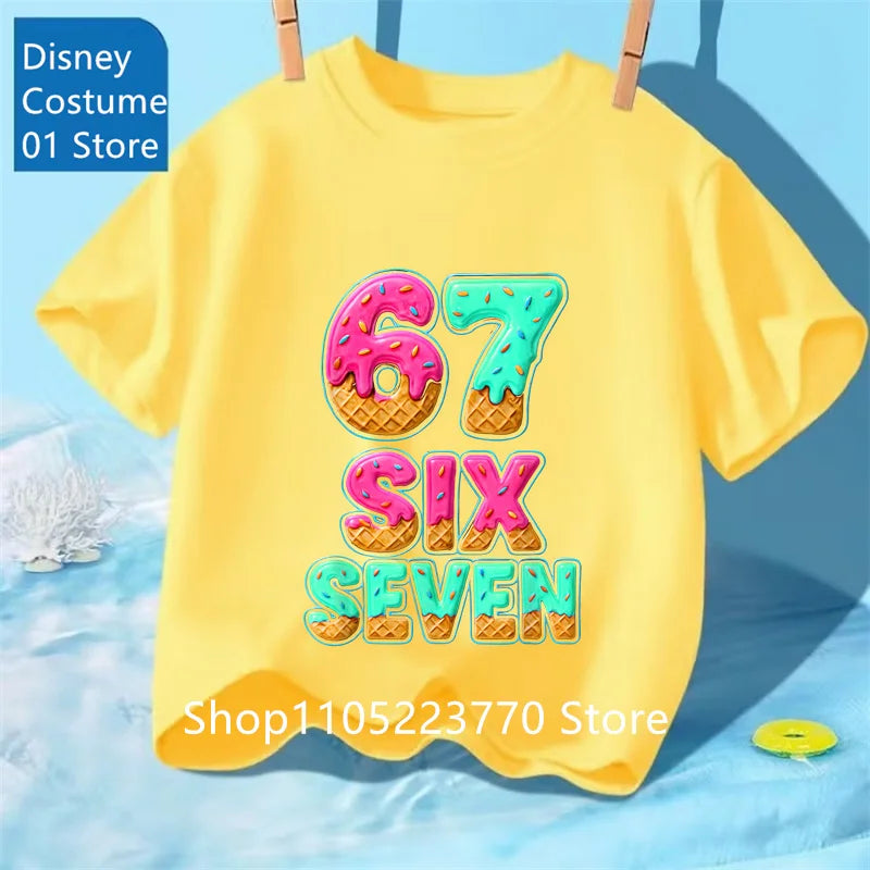 Cartoon Print Kids T-Shirt – Cute Short Sleeve Casual Tee for Boys & Girls