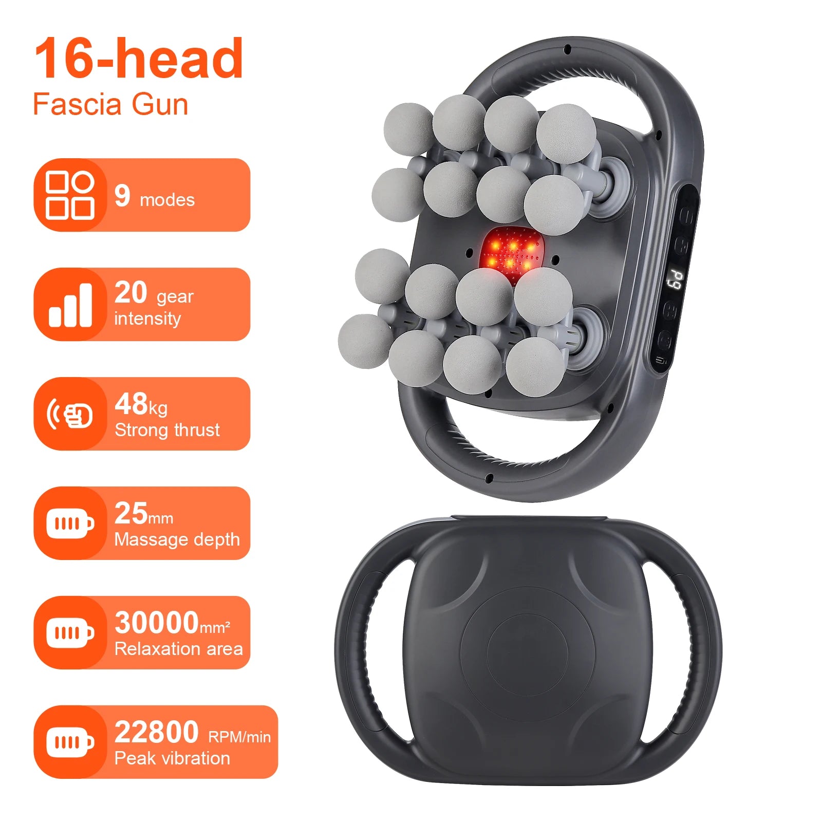 16-Head High-Frequency Fascia Gun for Full Body Massage