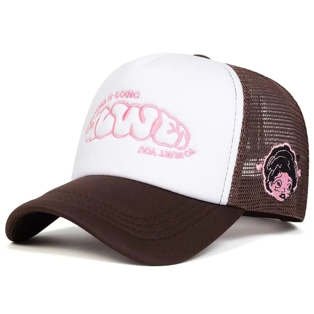 Breathable Trucker Cap - Adjustable Snapback Baseball Hat with Sun Protection for Hip-Hop Style