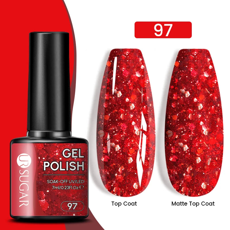 Glitter Gel Nail Polish – Semi-Permanent UV LED Gel with Sparkling Shimmer Finish