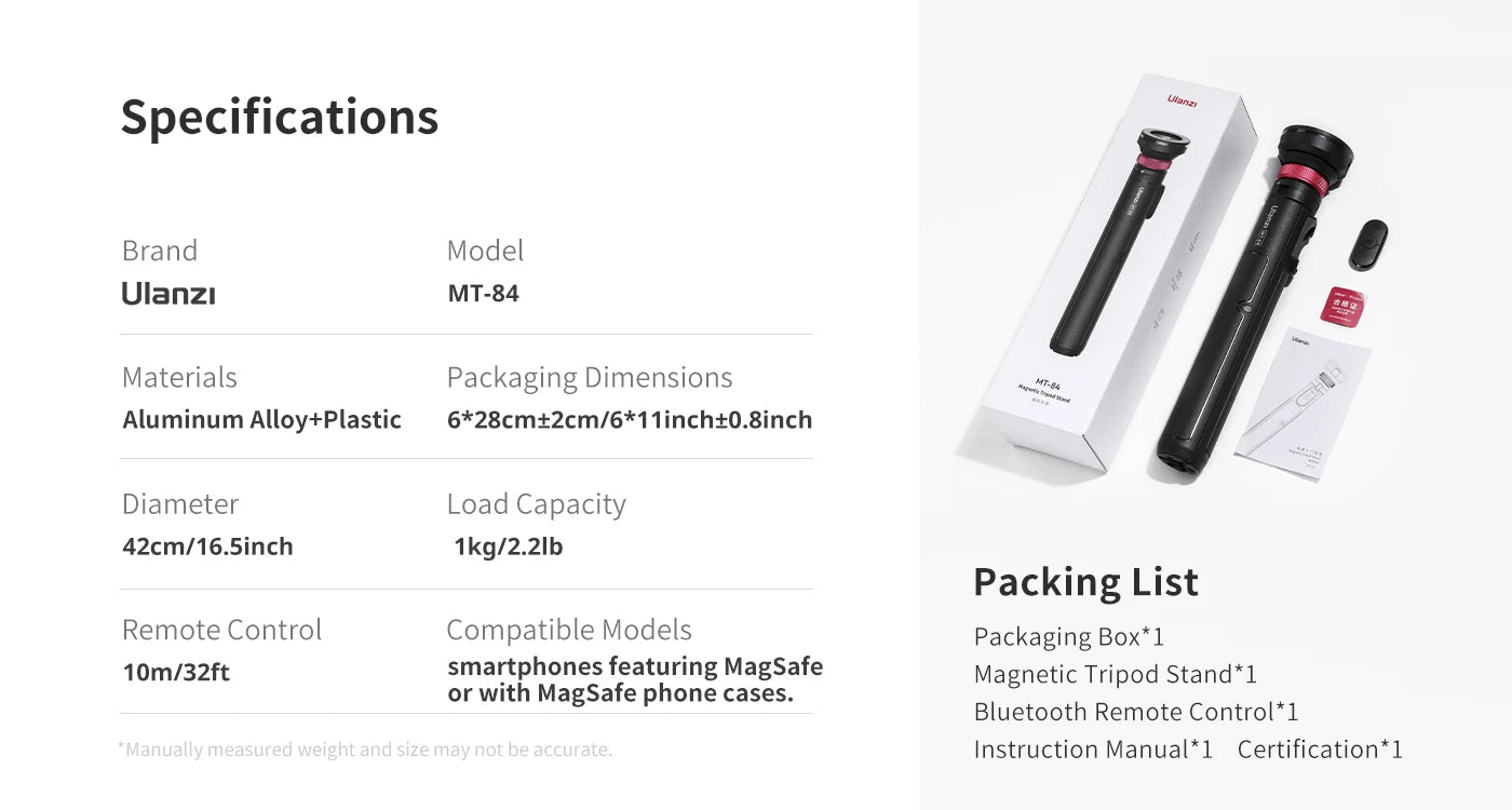 MagSafe Selfie Stick Tripod – Bluetooth Remote Stand