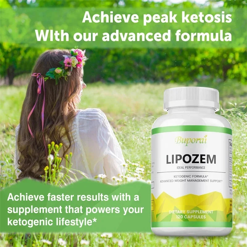 Lipozem Cápsulas para Perda de Peso - Cetona de Framboesa e Magnésio para Metabolismo e Energia