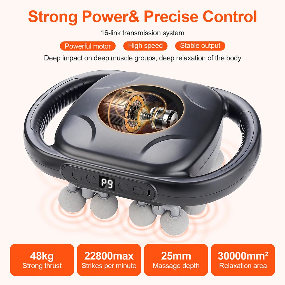 16-Head High-Frequency Fascia Gun for Full Body Massage