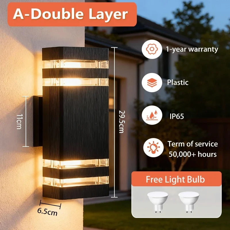 Luminária de parede LED inteligente com sensor de movimento - Luminária externa à prova d'água para varanda e jardim (110V-220V)