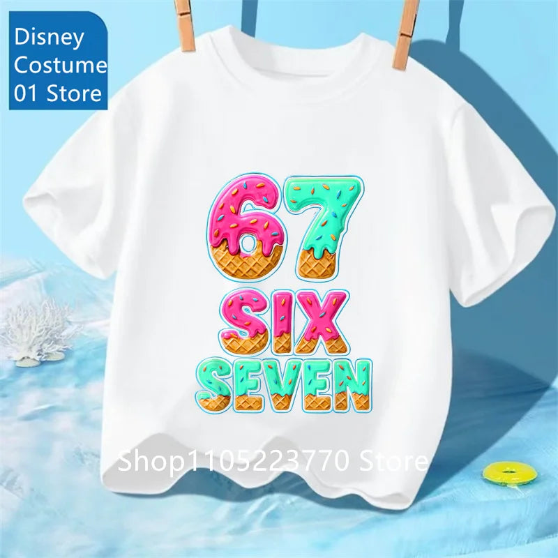 Cartoon Print Kids T-Shirt – Cute Short Sleeve Casual Tee for Boys & Girls