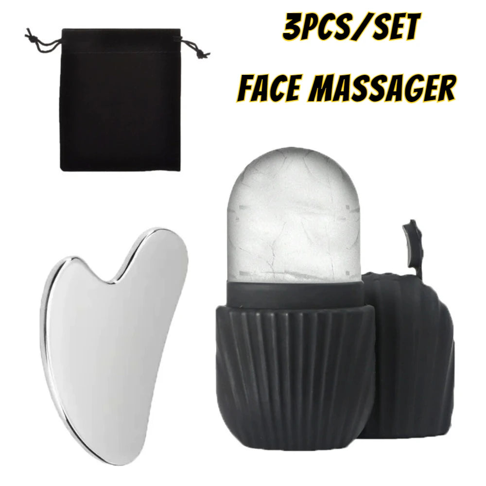 Ice Facial Roller Set – Stainless Steel De-Puffing Facial Tool