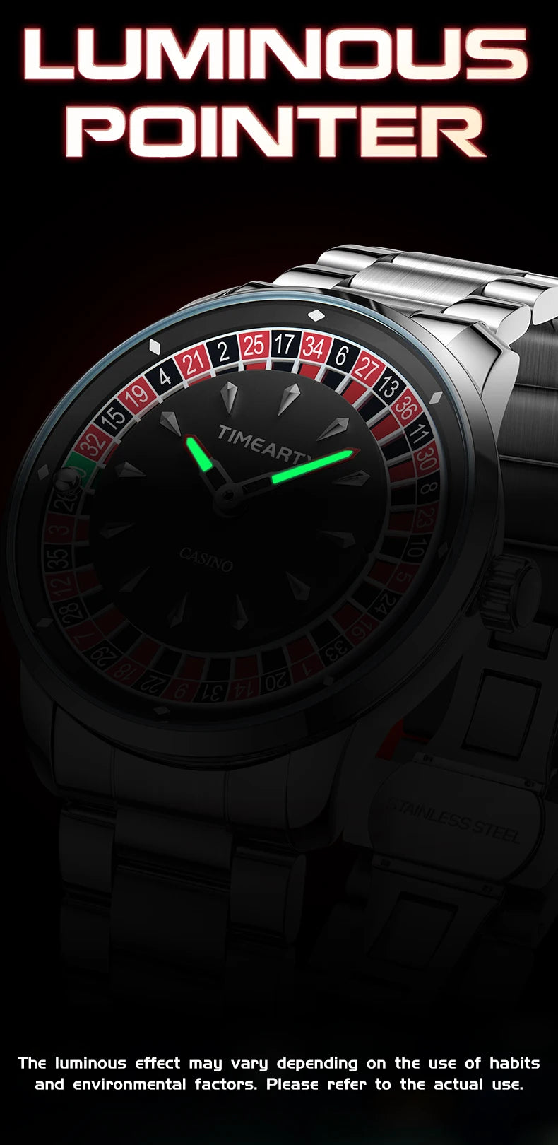 TIMEARTX Men's Poker Roulette Watch – European Design Quartz Wristwatch with Luminous Hands | Gift for Him