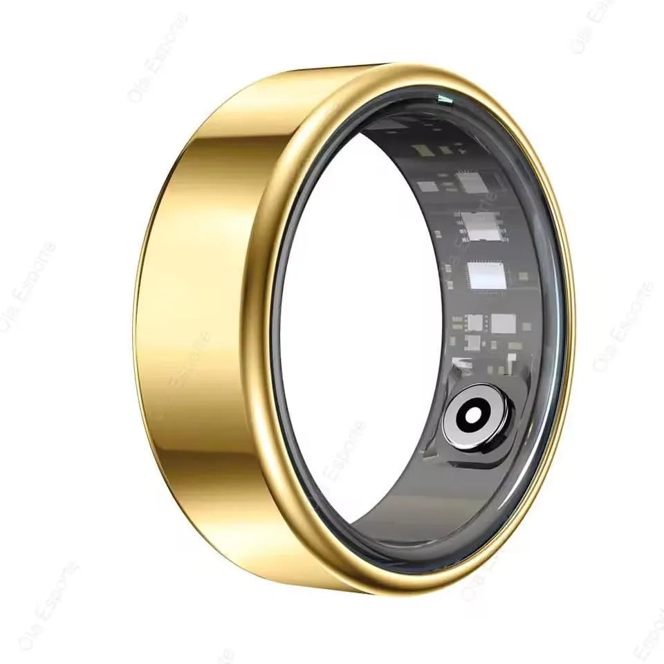 Anel Inteligente R09 para Homens e Mulheres com Estojo de Carregamento, Monitor de Frequência Cardíaca, Oxigenação Sanguínea e Temperatura da Pele, Resistente à Água 5ATM para Android e iOS